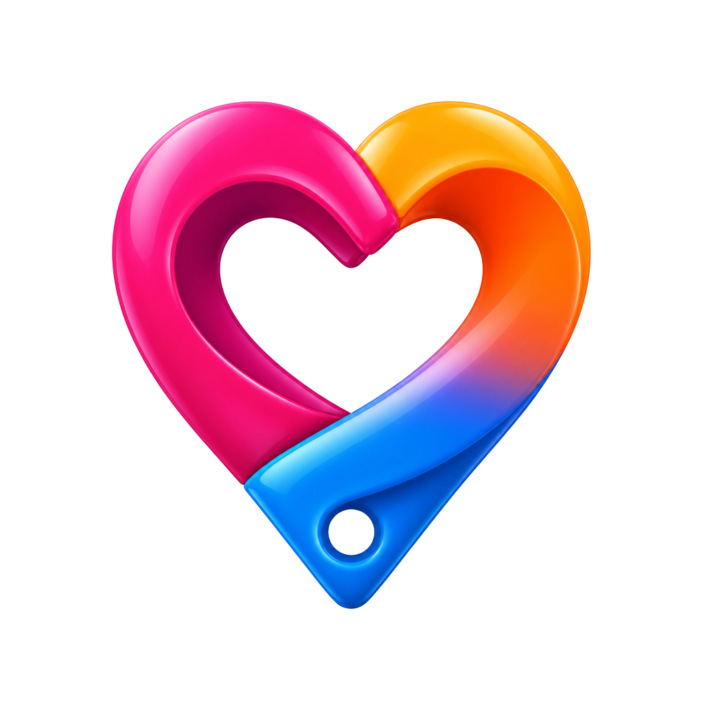 Coração TeteMatch com alfinete de mapa